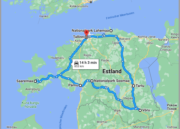 Estland Route Tallinn nach Sareema